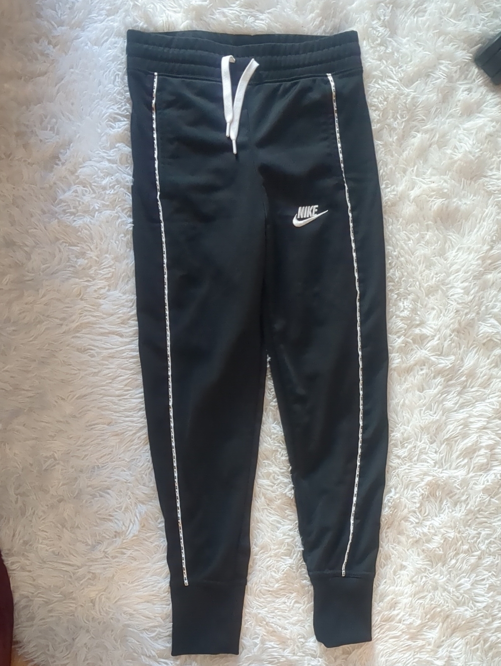 Nike Black Joggers with White Drawstring & Piping